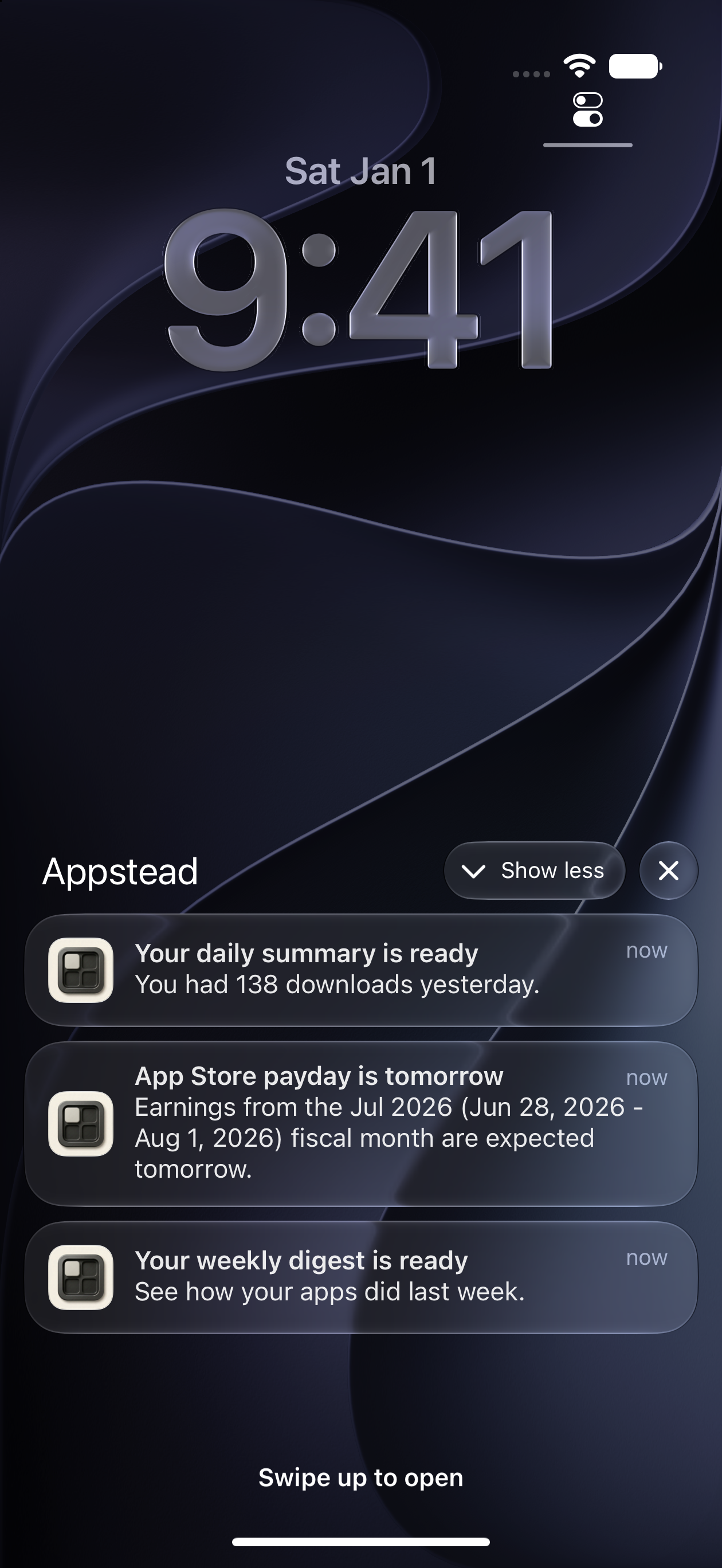 Lock screen notifications (dark)