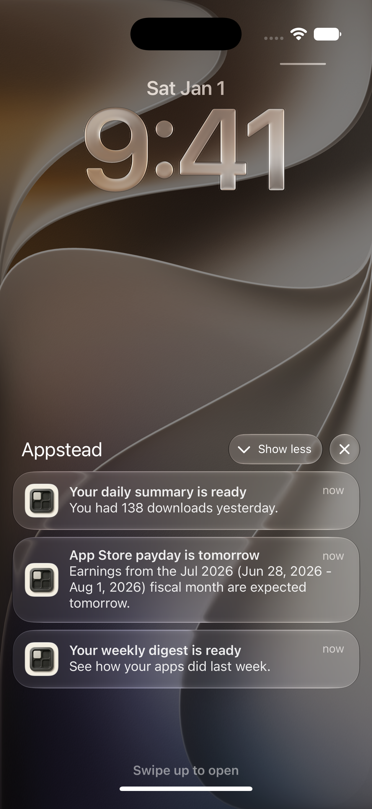 Lock screen notifications (light)